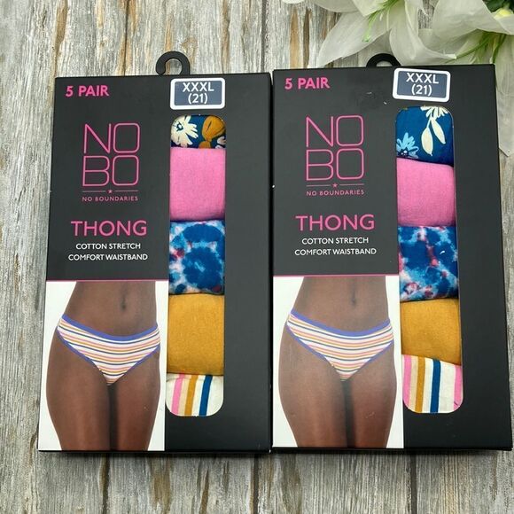 Women’s Juniors PlusCotton Stretch Thong Underwear Panties 2-Pack Size XXXL - Picture 1 of 5